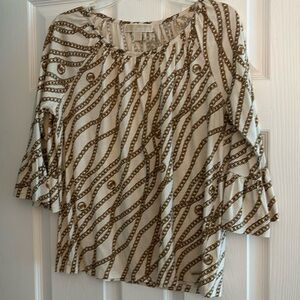 Michael Kors small cream top with gold chain link pattern